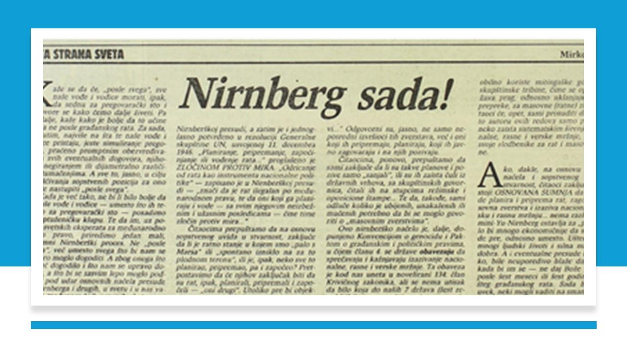 Faksimil teksta Mirka Klarin iz Borbe  maj, 1991. godine